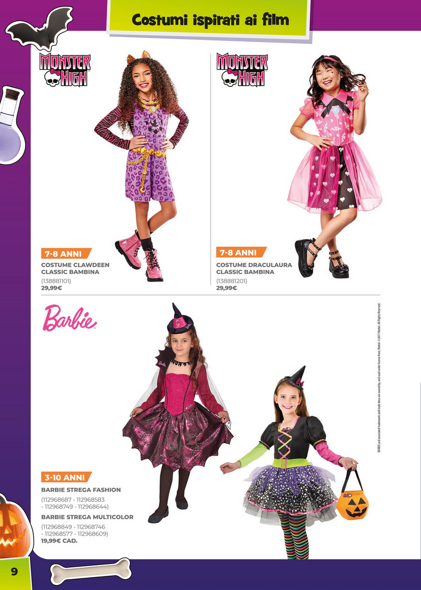 MWZEAUL Costume Halloween Bambina 8 Pezzi Con Parrucca – Vestito Gotico Per 5-6 Anni (120 Cm)