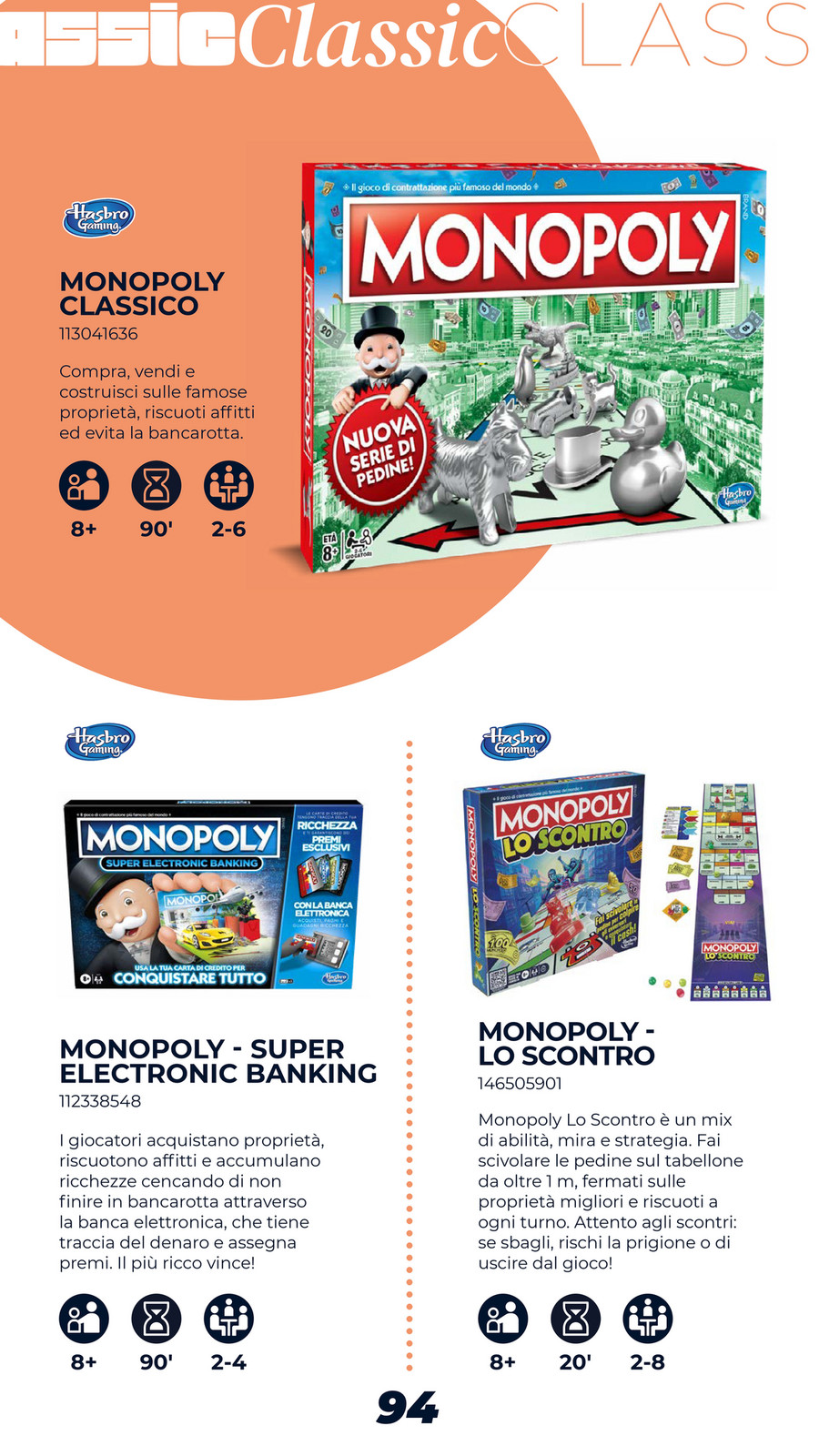 HASBRO - Gioco Da Tavolo Monopoly Versione Classica 2-6 Giocatori In Francese, Multicolore